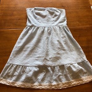 Francesca’s M blue white gingham strapless dress